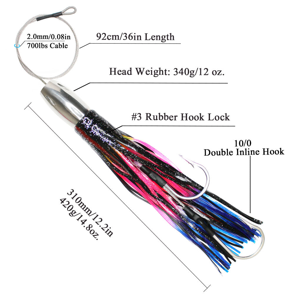 SSLN02 Stainless Trolling Lures 12.2" 14.8 oz.