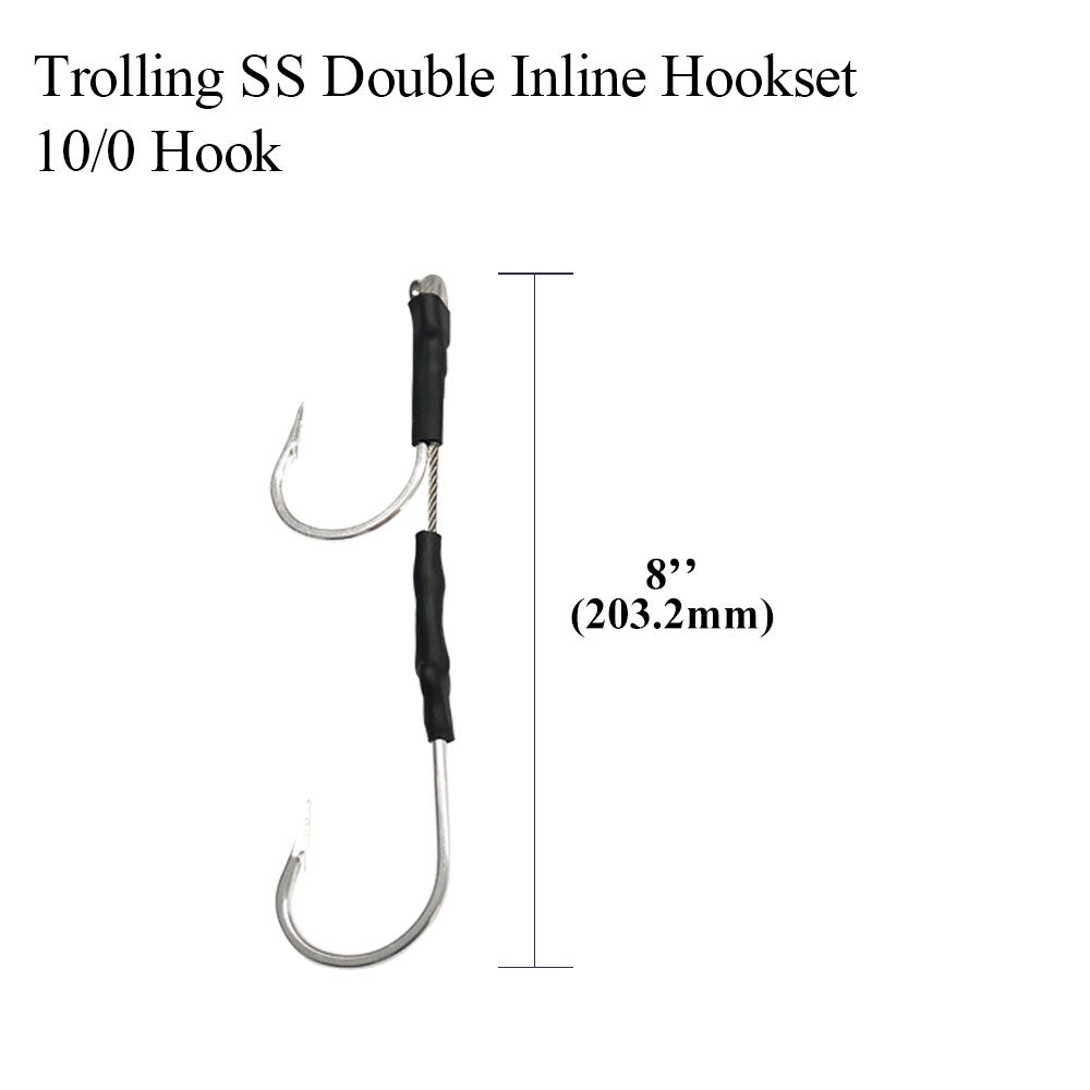 Aligned Double Hookset 6/0-13/0, Stainless Cable Rig (2 Pcs)