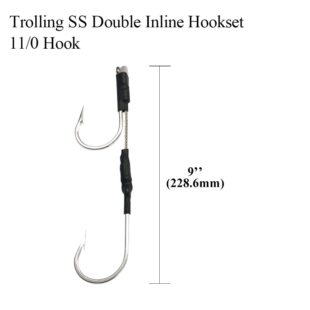 Aligned Double Hookset 6/0-13/0, Stainless Cable Rig (2 Pcs)