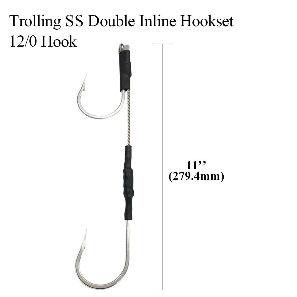 Aligned Double Hookset 6/0-13/0, Stainless Cable Rig (2 Pcs)
