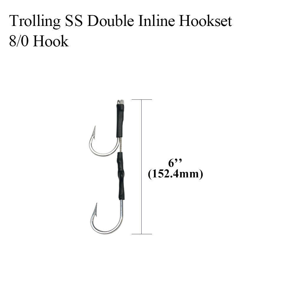 Aligned Double Hookset 6/0-13/0, Stainless Cable Rig (2 Pcs)