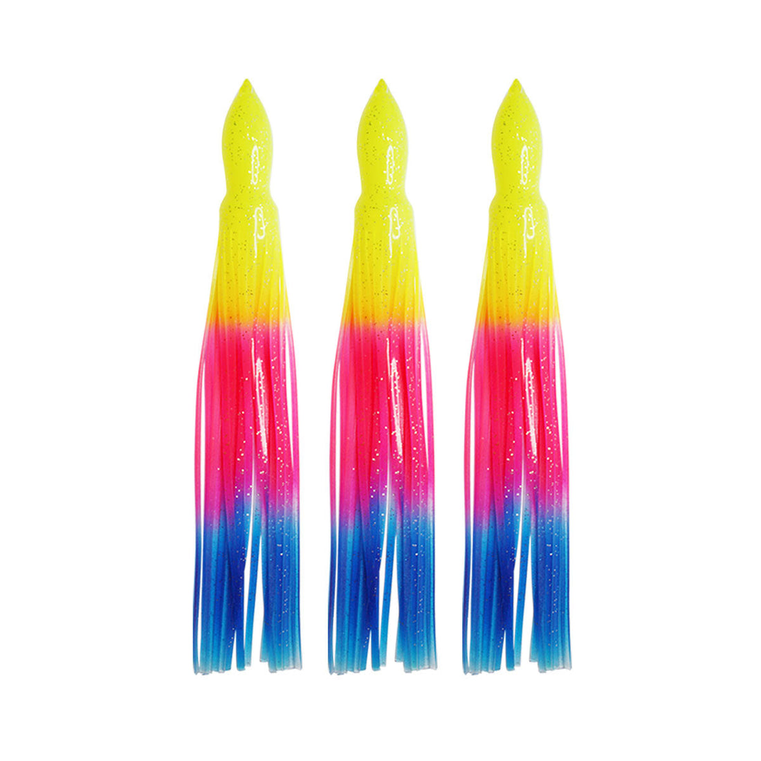 UV soft octopus trolling skirts in multiple colour patterns, 9, 10 and 12 inch