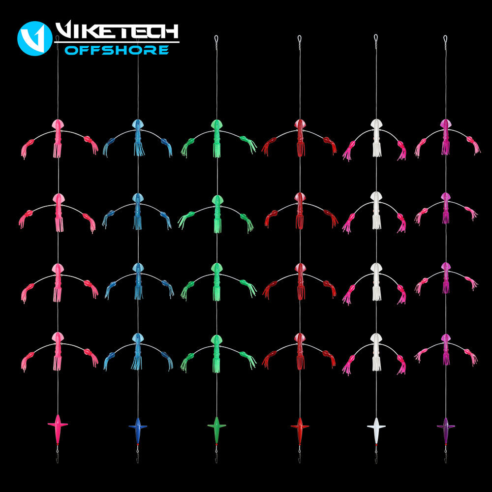 VIKETECH OFFSHORE — 9″ Multi-Arm Squid Daisy Chain Teaser Rig