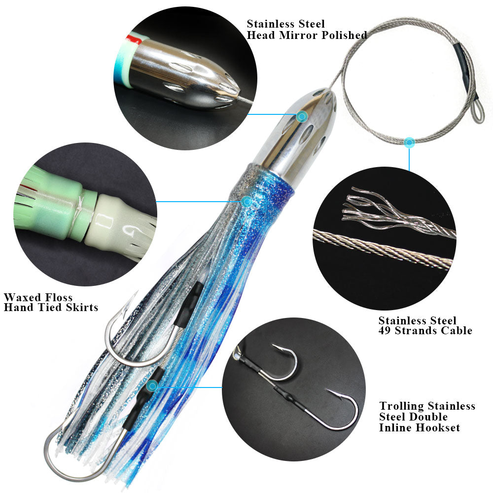 SSLN03 Stainless Trolling Lures 12.4" 18.5 oz.