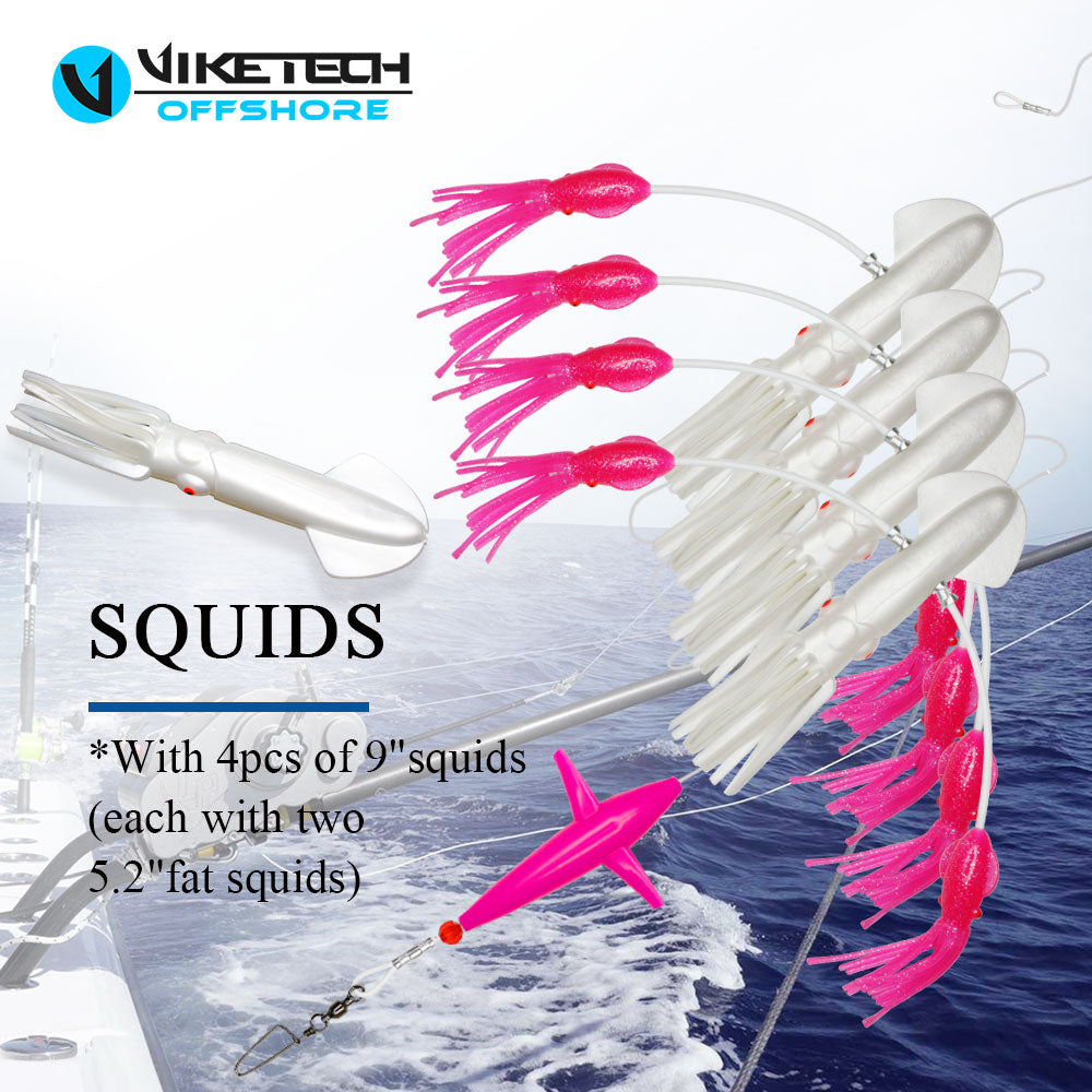 VIKETECH OFFSHORE — 9″ Multi-Arm Squid Daisy Chain Teaser Rig
