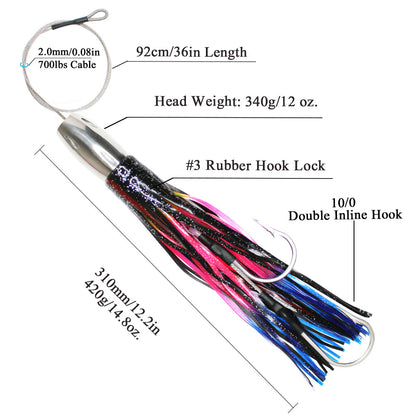 SSLN02 Stainless Trolling Lures 12.2" 14.8 oz.
