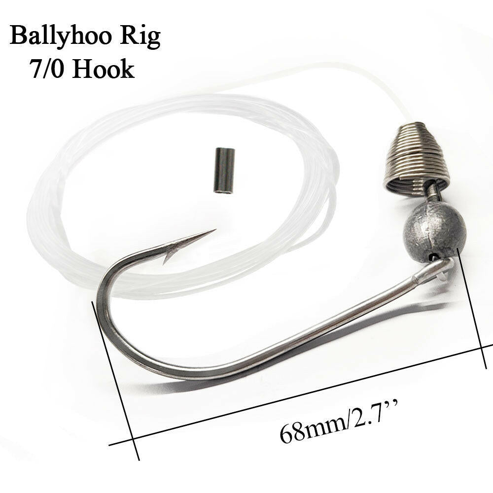 Huk Pin Rig Ballyhoo Pin Rig with Stainless Steel Bait Spring Mustad Hook ...