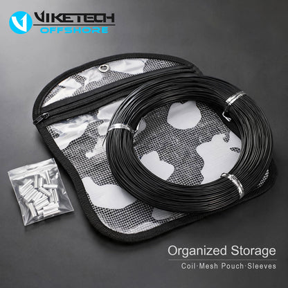 Mesh pouch with zipper, 25 x 33 cm, shown with the line coil and crimp sleeves