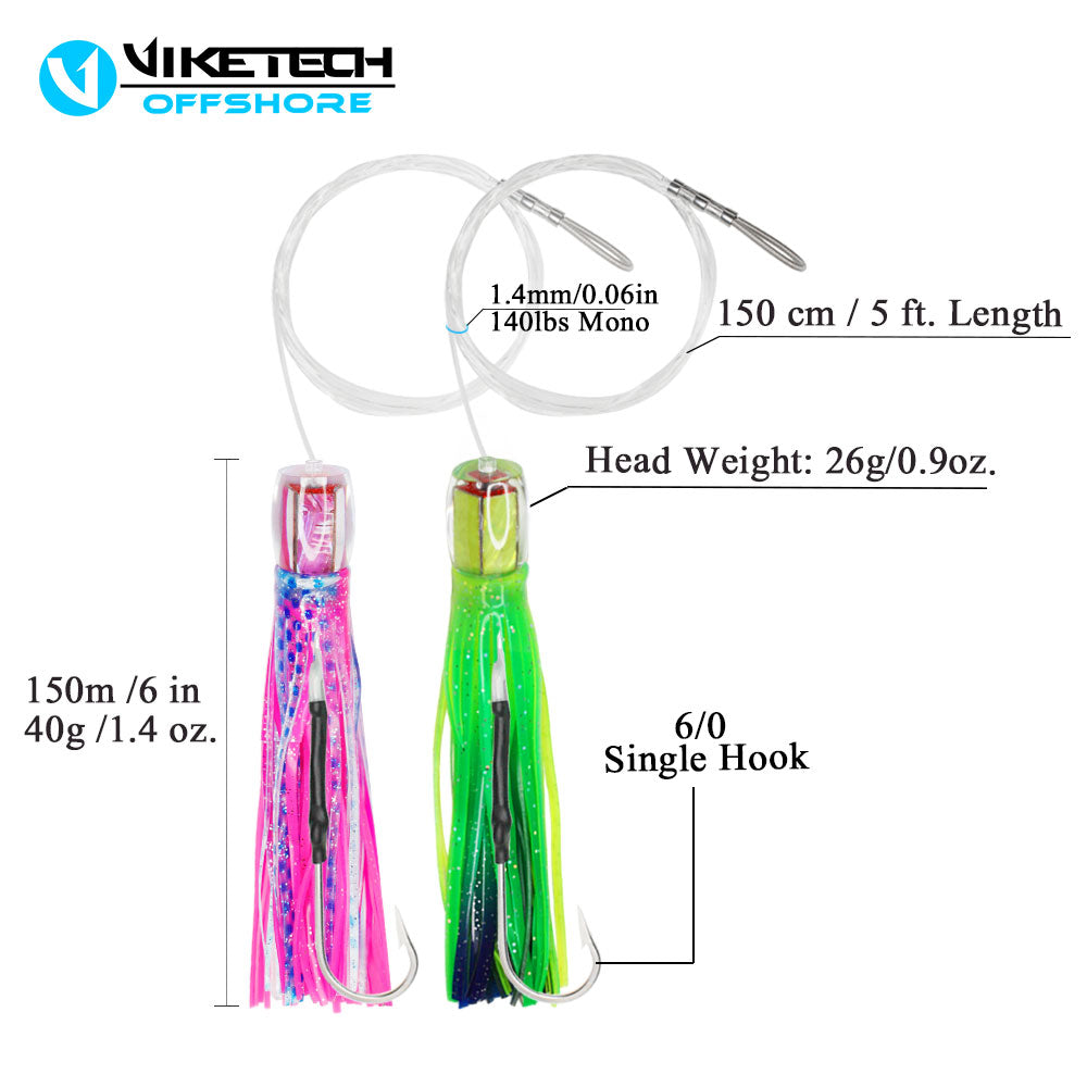Mahi Mahi Trolling Lure Kit, 5pc Pre-Rigged Mahi Starter Kit with Roll-Up Bag