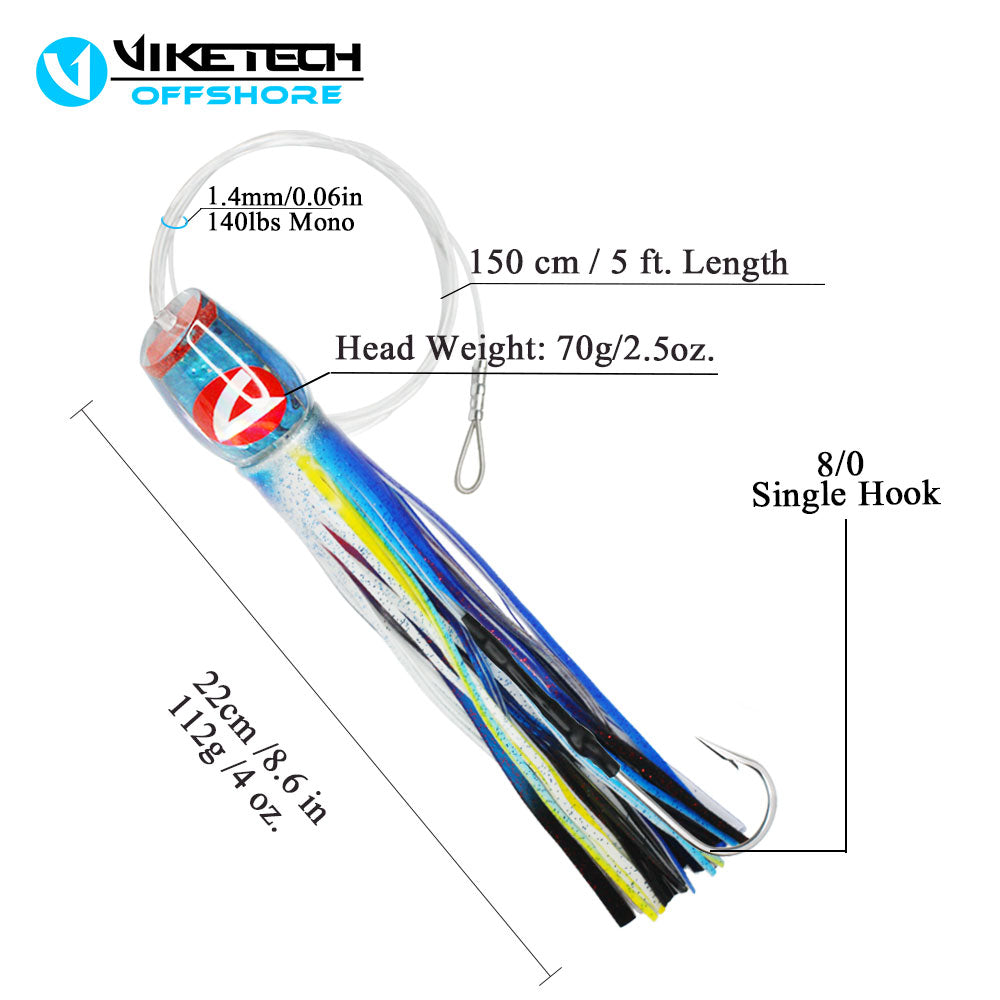 Mahi Mahi Trolling Lure Kit, 5pc Pre-Rigged Mahi Starter Kit with Roll-Up Bag