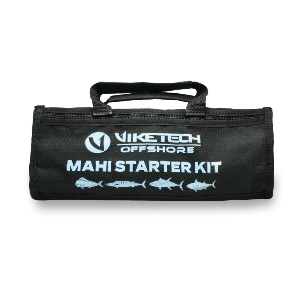Mahi Mahi Trolling Lure Kit, 5pc Pre-Rigged Mahi Starter Kit with Roll-Up Bag