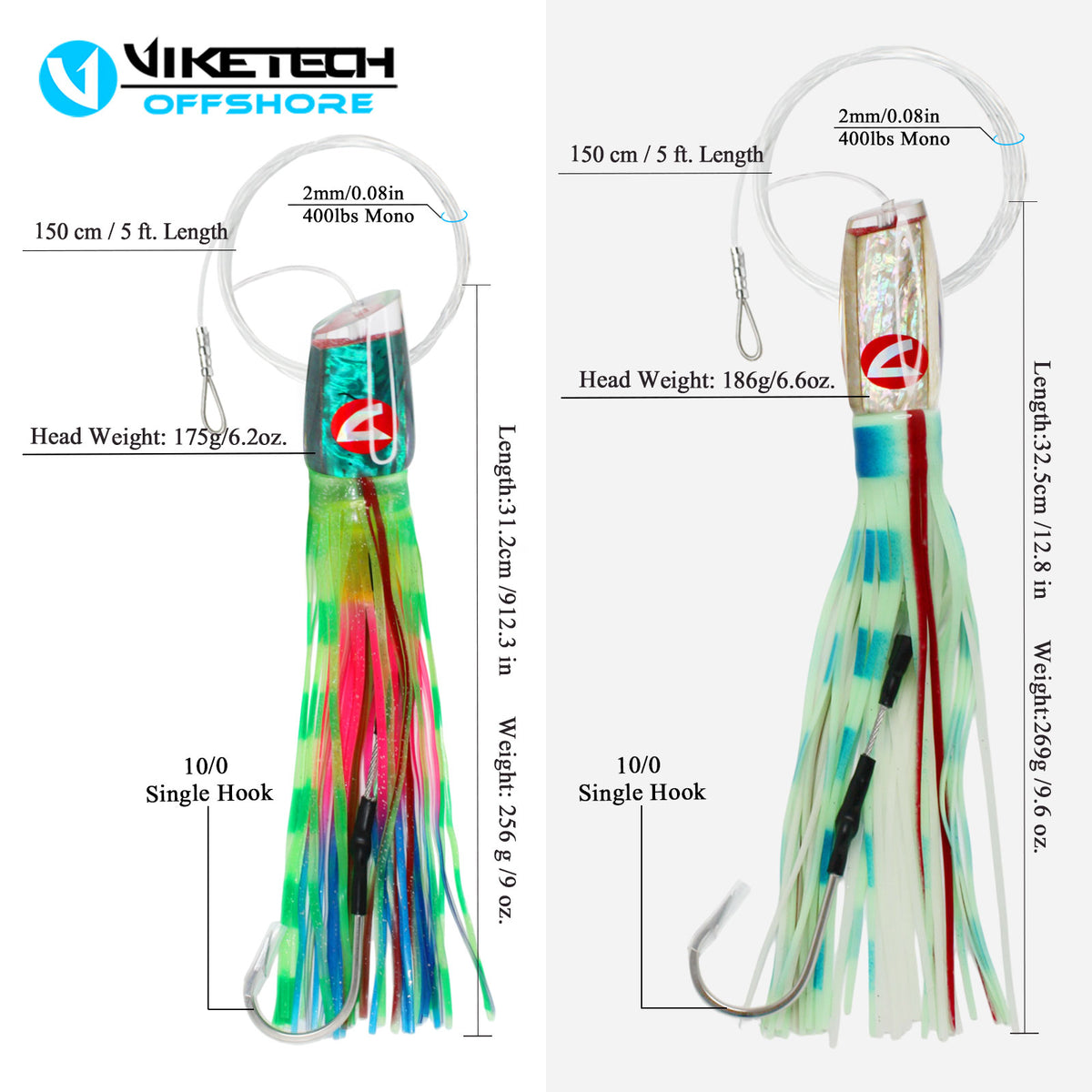 Marlin trolling lure kit detail – rigged hooks and leaders