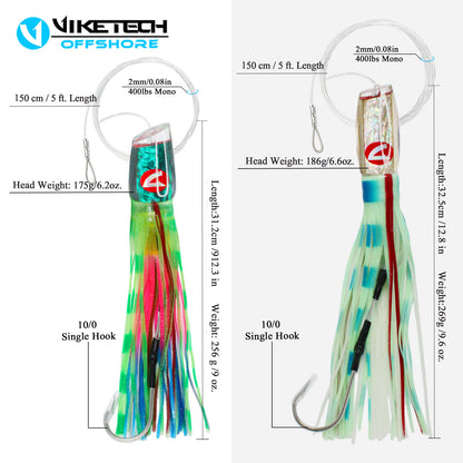 Marlin trolling lure kit detail – rigged hooks and leaders