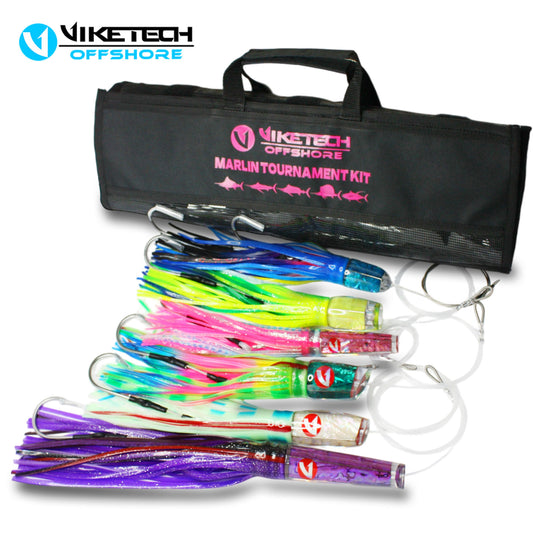 Marlin Trolling Lure Kit – 6 pre-rigged blue and black marlin trolling lures