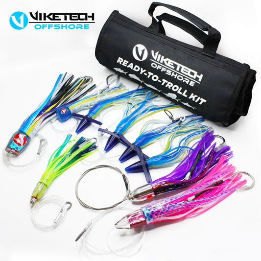 Tuna & Mahi Trolling Lure Kit, 5pc Pre-Rigged Ready-To-Troll Set