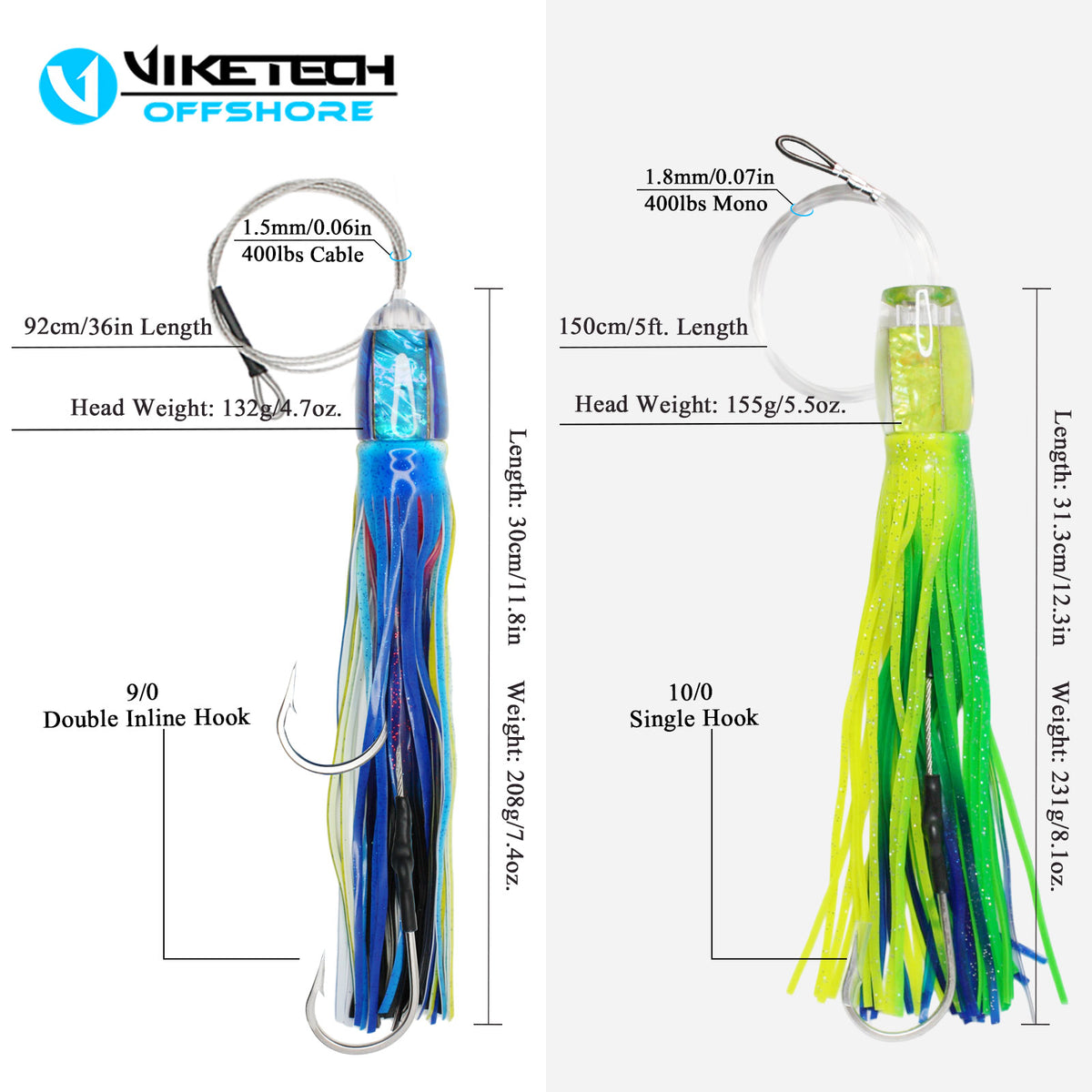 Offshore tournament trolling lure kit detail – squid daisy chain teaser