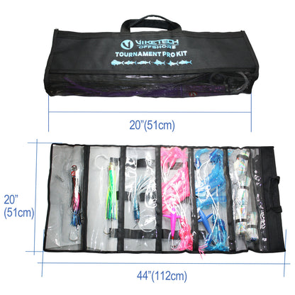 Tournament Pro Kit contents – 15 rigged lures, teasers, daisy chains and two mesh bags