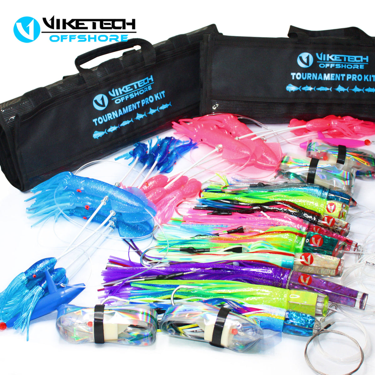 Offshore Trolling Lure Kit – 15-piece pro tournament spread with teasers and daisy chains